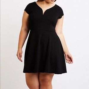 Charlotte Russe V neck black skater dress - 2X